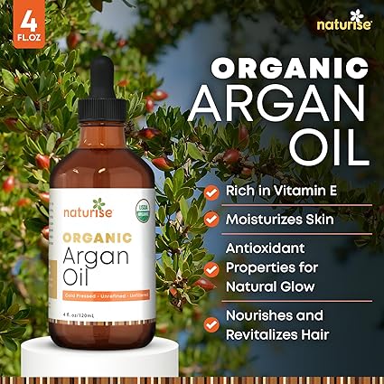 Organic Argan Oil - Organic Argan Oil Cold Pressed Argan Oil of Morocco - Vegan Non-GMO Gluten Free Argan Oil for Hair Growth and Skin Moisture - 100% Pure Moroccan Oil Hair Oil (2 FL. OZ.)