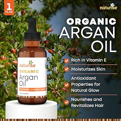 Organic Argan Oil - Organic Argan Oil Cold Pressed Argan Oil of Morocco - Vegan Non-GMO Gluten Free Argan Oil for Hair Growth and Skin Moisture - 100% Pure Moroccan Oil Hair Oil (2 FL. OZ.)